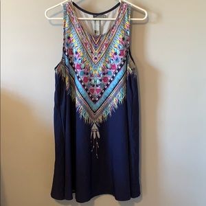Feather patterned shift dress
